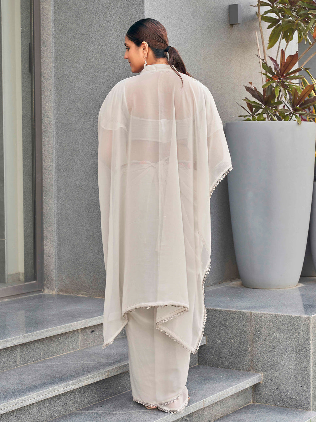 Tikhi Imli Embroidered Kaftan Saree With Belt