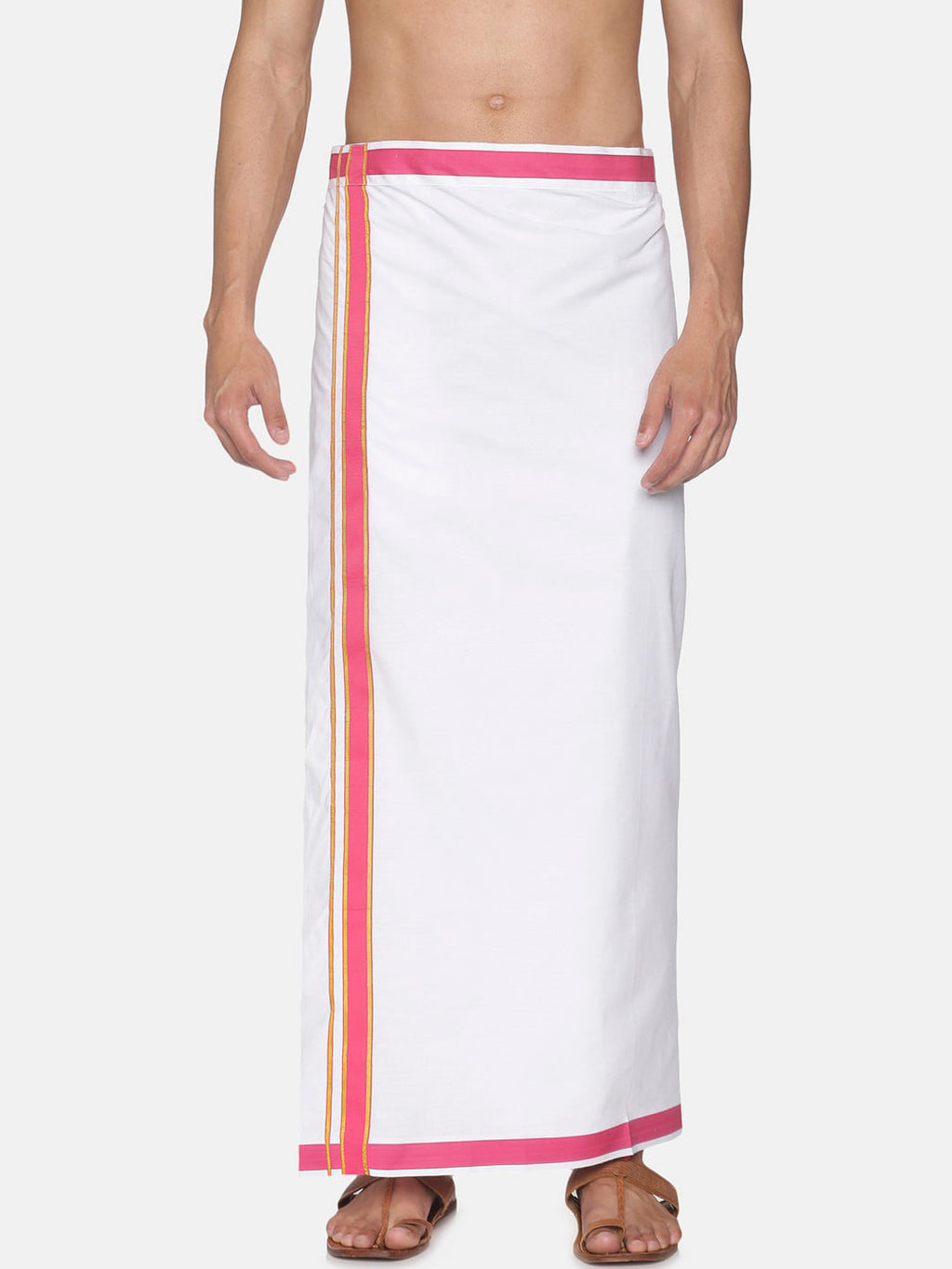 Sethukrishna Men Pack Of 2 White Solid Cotton Readymade Dhoti