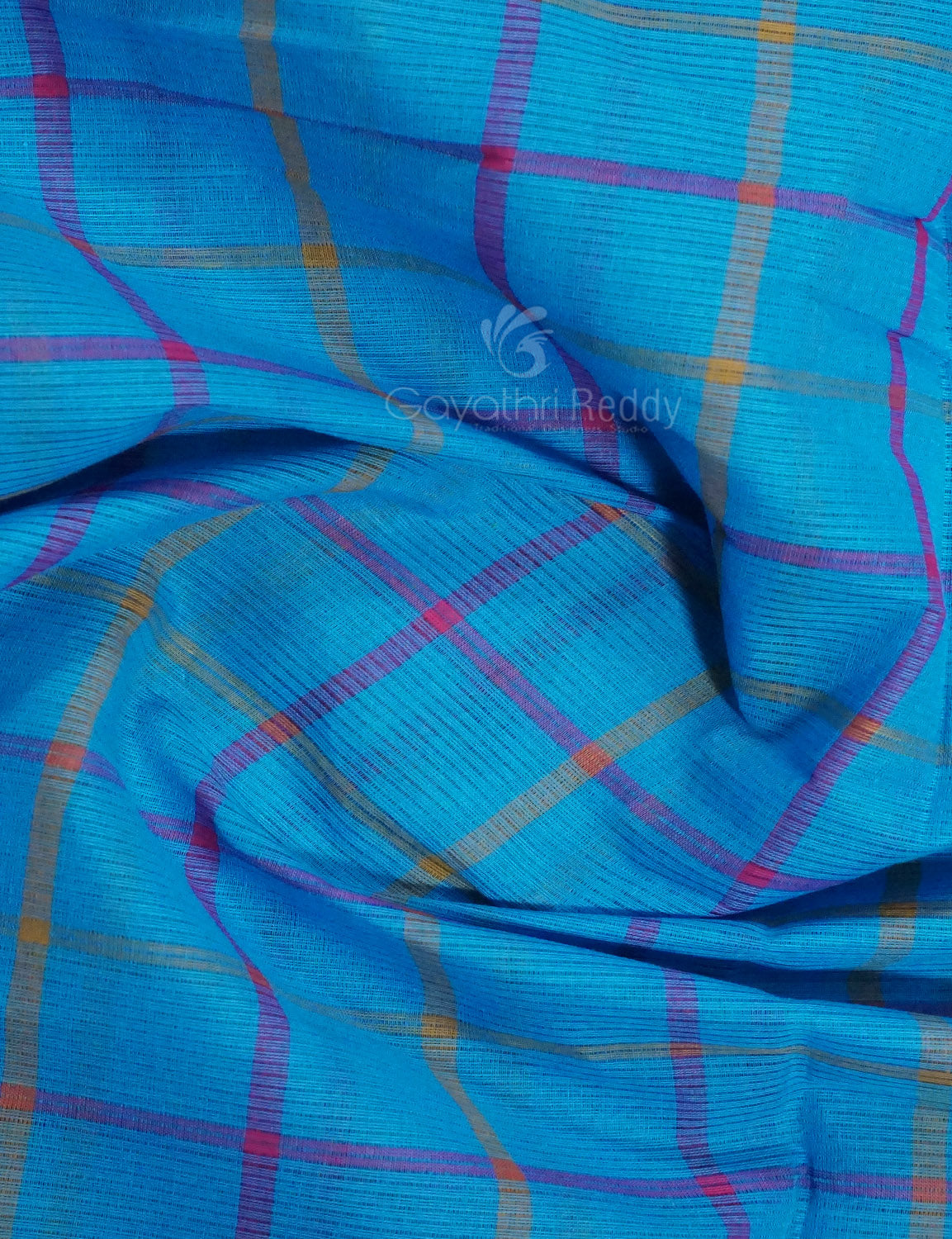 Dual Shade of Sky Blue And Purple Pure Mangalgiri Cotton By Gayathri Reddy Designer Studio