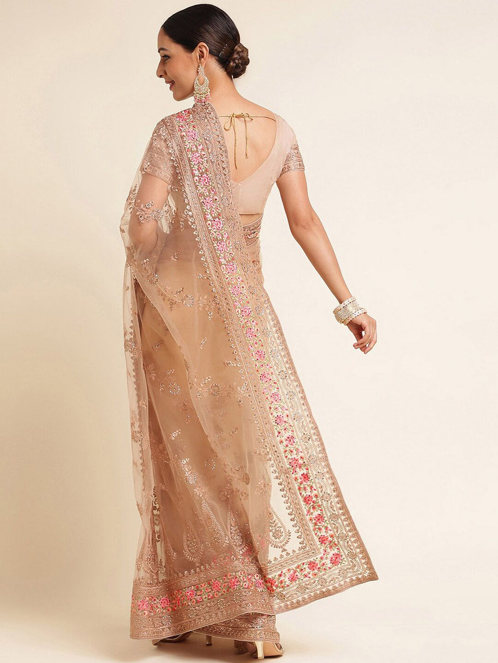 kasee Floral Embroidered Net Saree
