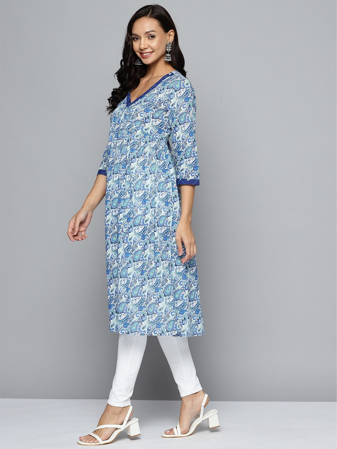 HERE&NOW Paisley Printed Empire A-Line Kurta