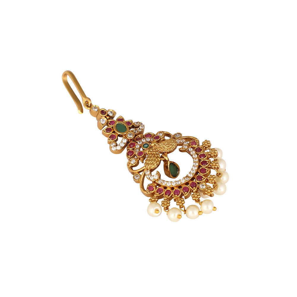 Nuyug 18K Gold Plated Ethereal Dual Color Maang Tikka