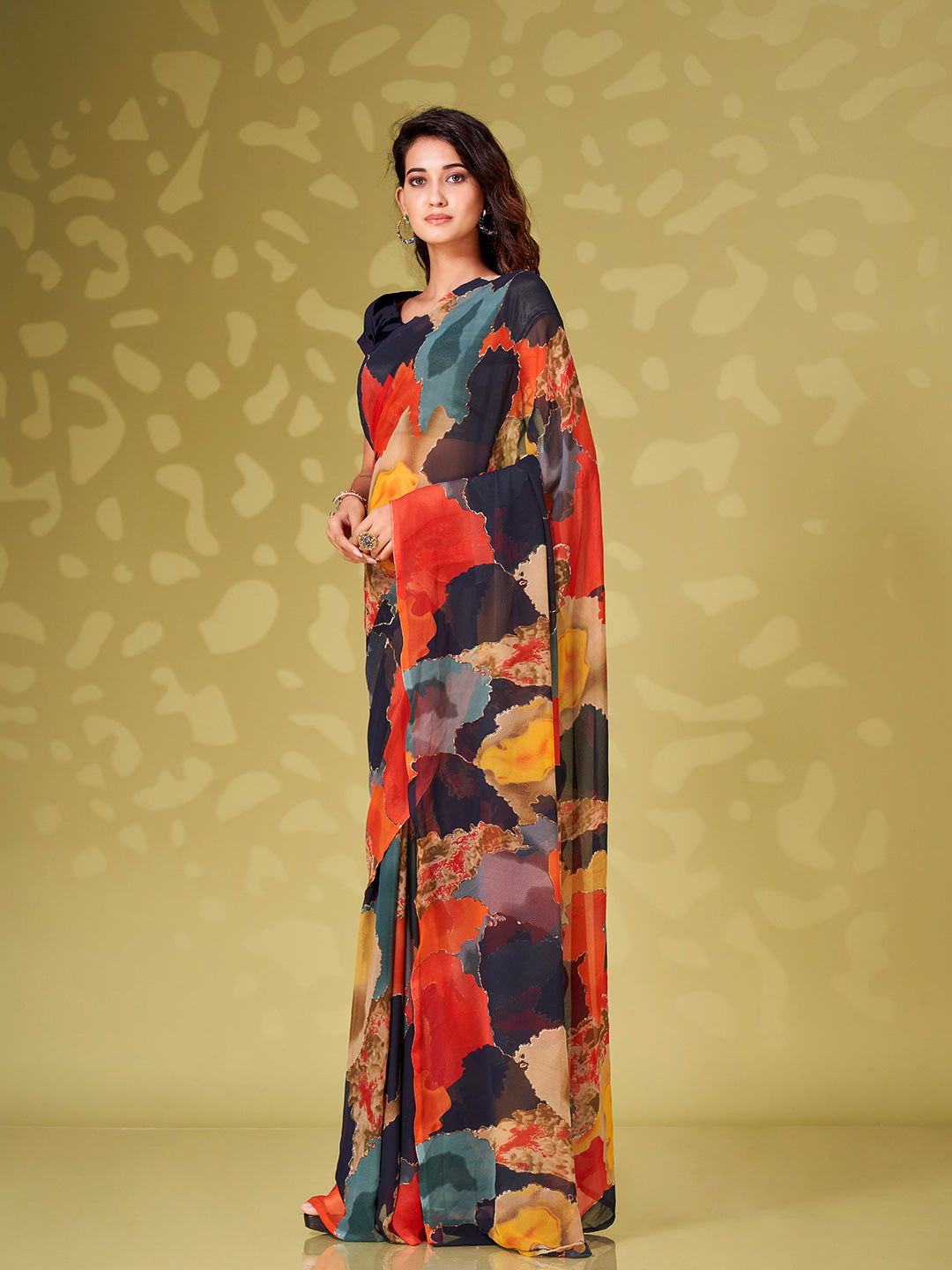 Tikhi Imli Abstract Printed Ready To Wear Saree
