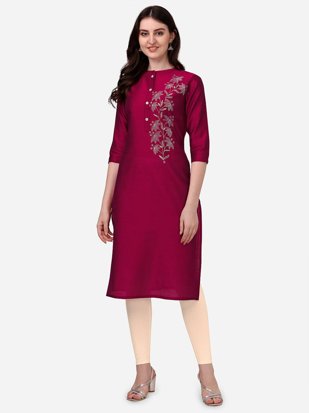 HERE&NOW Women Floral Embroidered Thread Work Floral Kurta