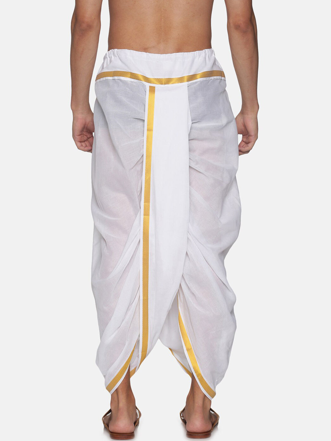 Sethukrishna Men Pack Of 2 White Solid Cotton Readymade Dhoti Pants