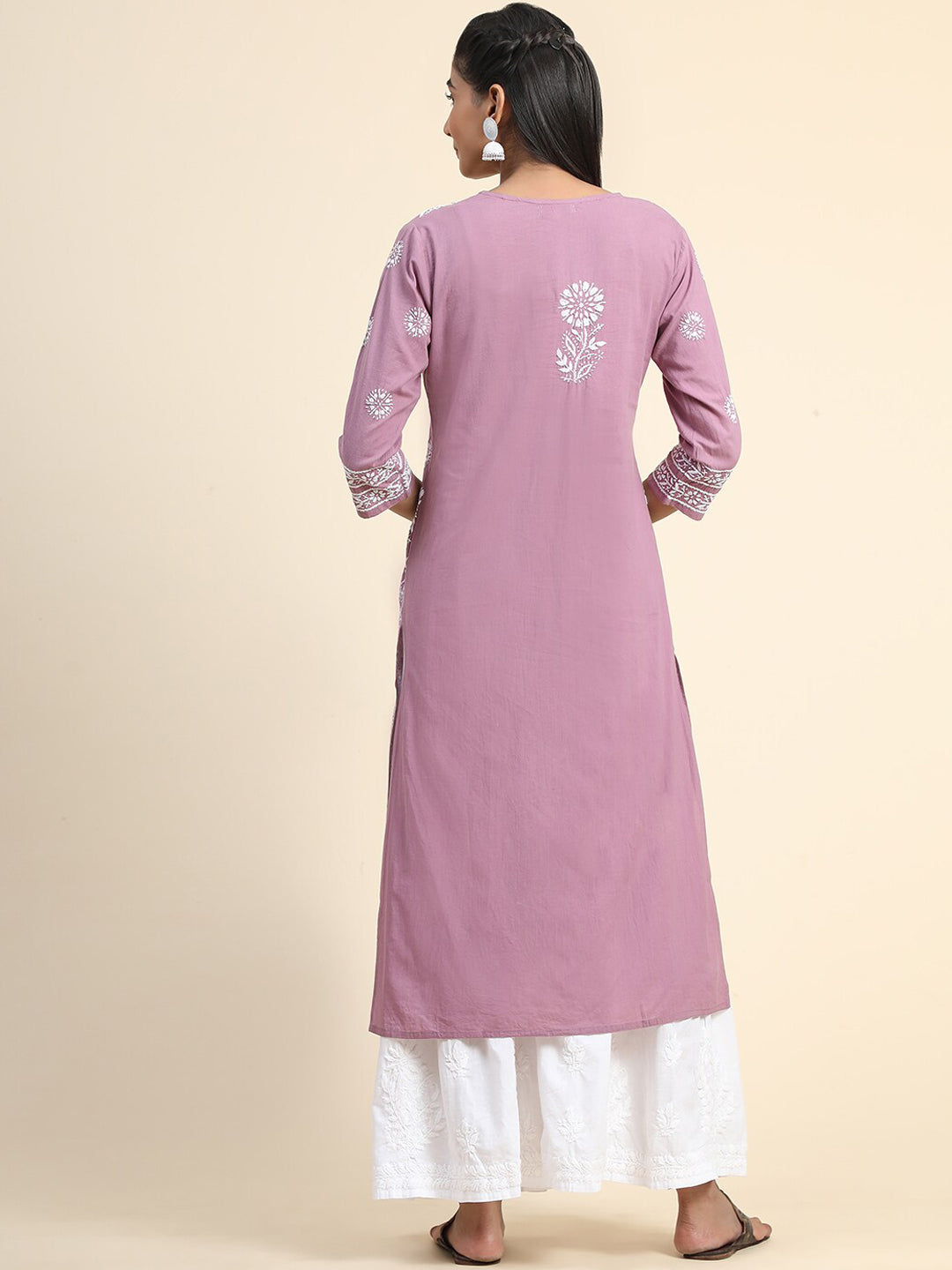 HOUSE OF KARI Floral Embroidered Chikankari Cotton Kurta