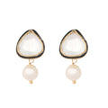 Nuyug 22K Gold Plated Kundan Stone Ethnic Mini Pearl Drop Studs