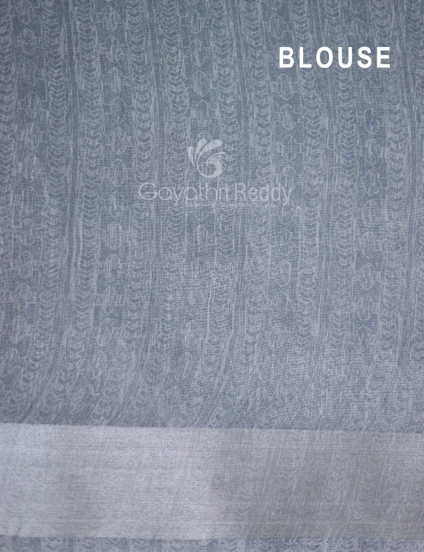 Shades of Light Grey With Floral Print Semi Chanderi Saree By Gayathri Reddy Designer Studio