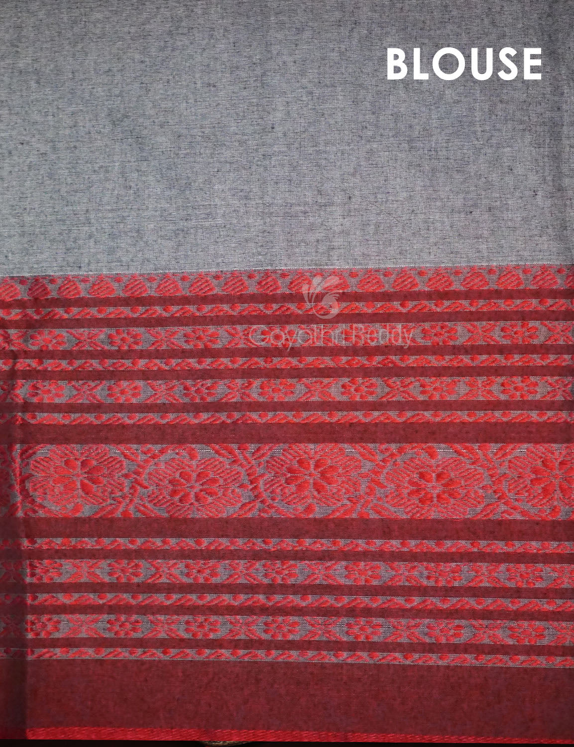 Grey Colour Contrast Thread Border Khadi Cotton Saree By Gayathri Reddy Designer Studio