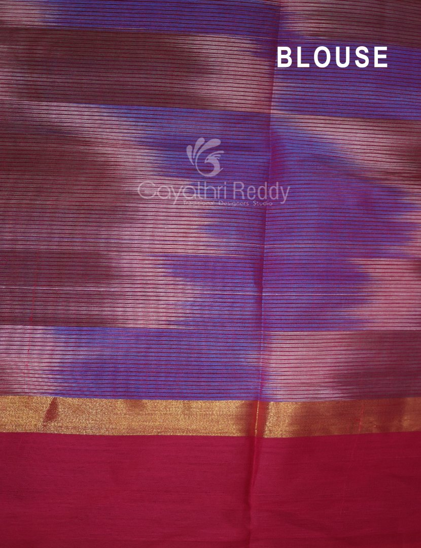 Dual Shades of Sky Blue And Maroon Mangalagiri Ikkat Cotton Saree By Gayathri Reddy Designer Studio