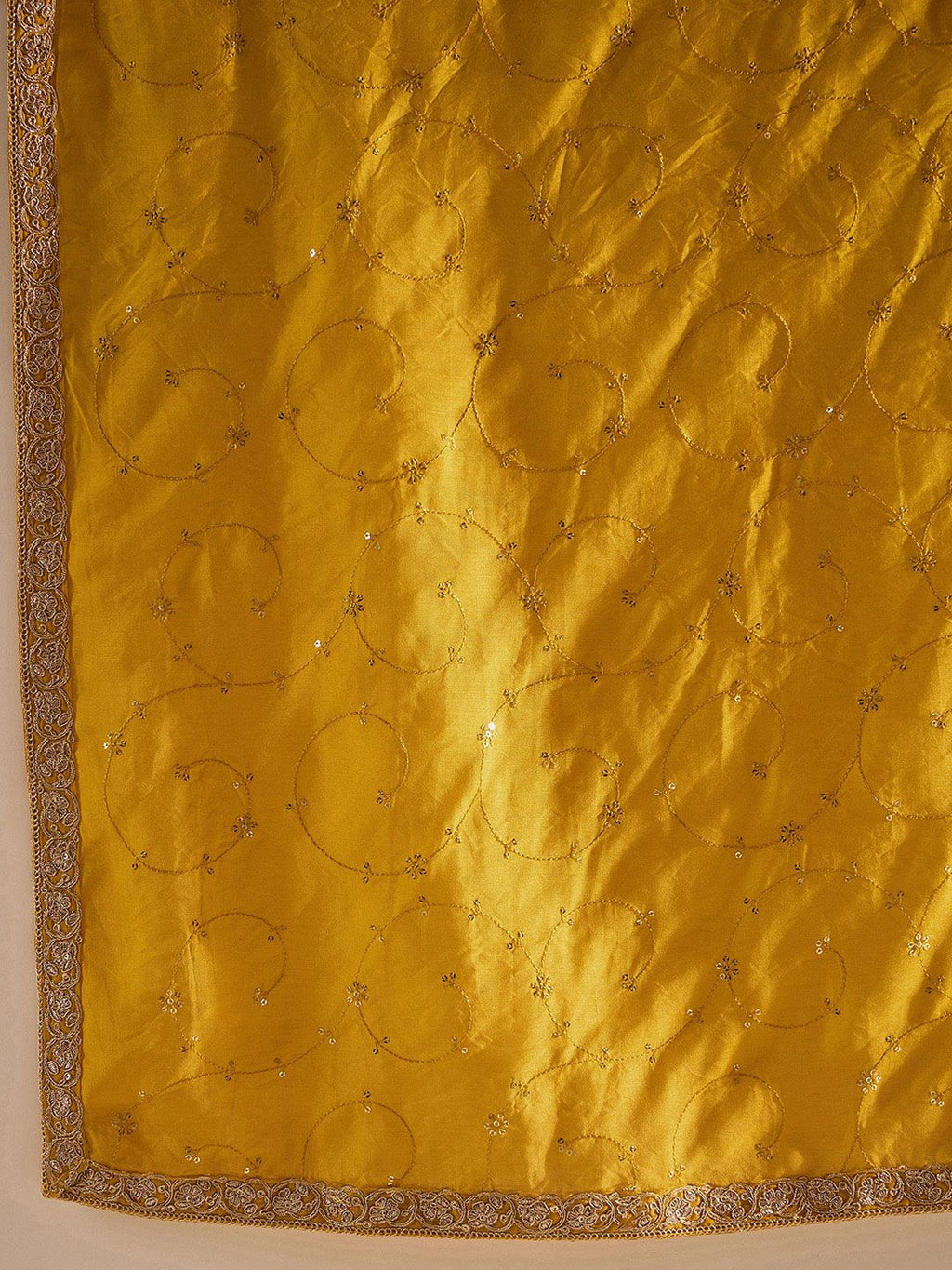 Indo Era Yellow Paisley Embroidered Regular Straight Kurta With Trousers & Dupatta