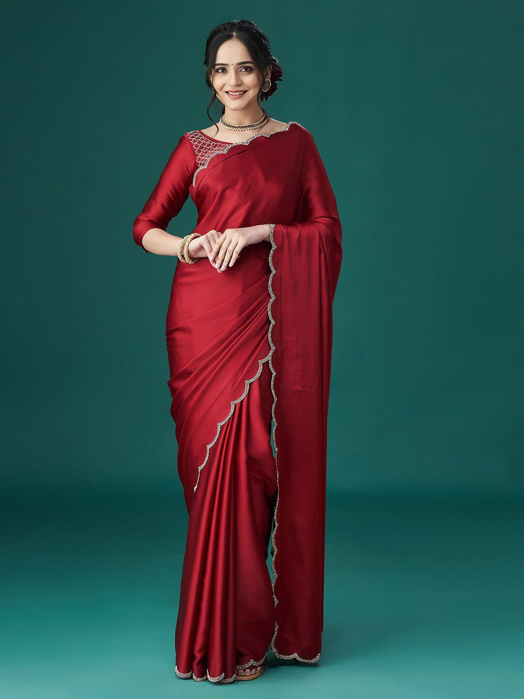 kasee Beads and Stones Satin Sarees