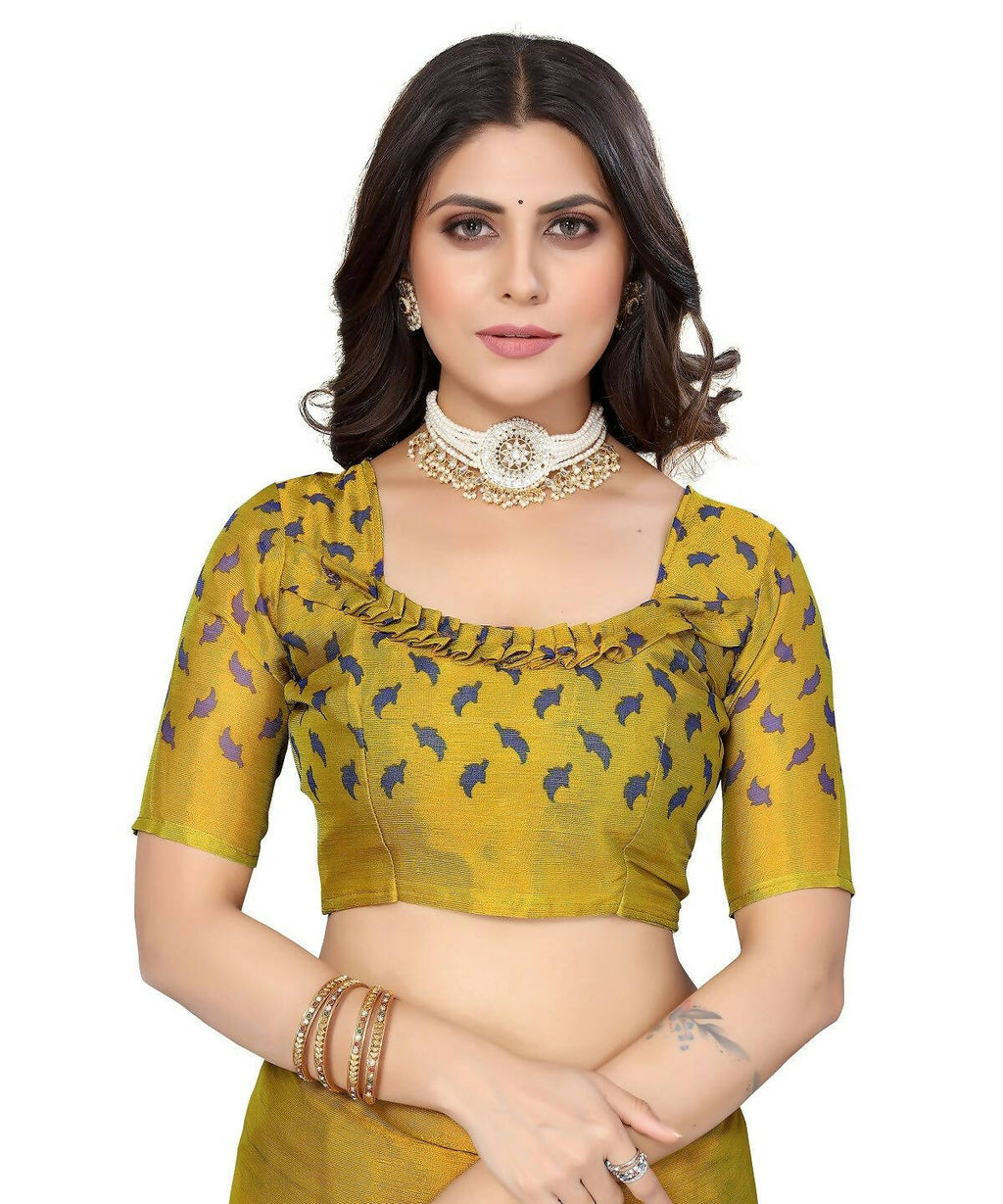 Vamika Blue Chiffon Brasso Bollywood Style Woven Saree (ALIZA BLUE)