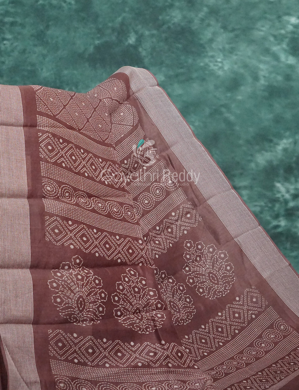 Mauve Brown Coloured Diamond Print Semi Chanderi Saree By Gayathri Reddy Designer Studio