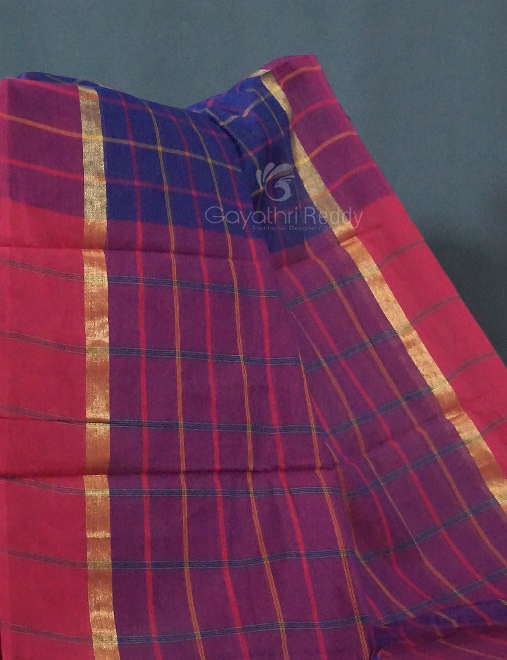 Dual Shade of Navy Blue And Magenta Pure Mangalgiri Cotton By Gayathri Reddy Designer Studio