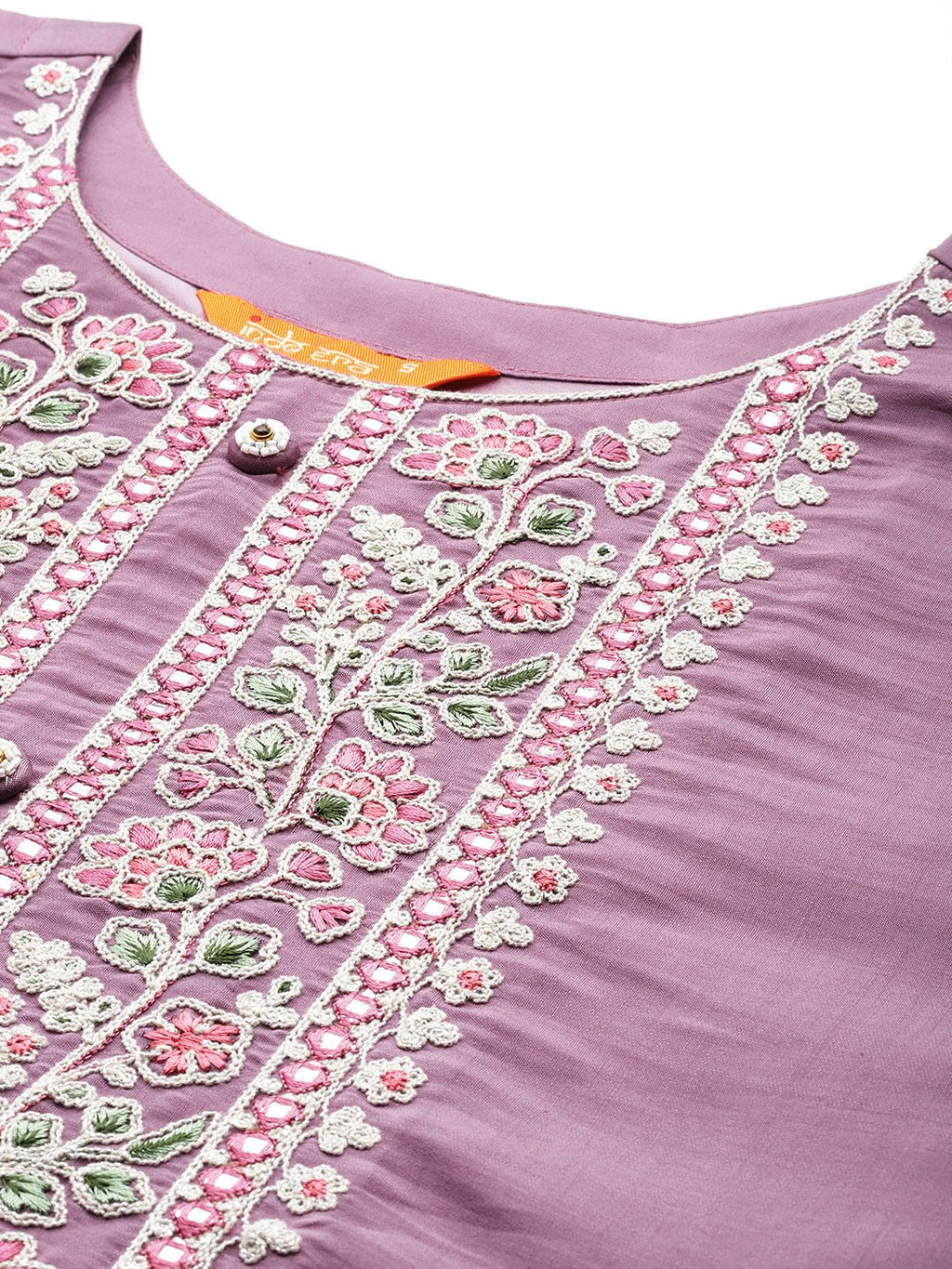 Indo Era Women Floral Yoke Design Regular Thread Work Kurta with Trousers & Dupatta
