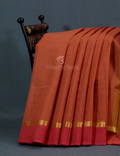 Dual Shades of Tomato Red Pure Magalgiri Cotton Saree By Gayathri Reddy Designer Studio