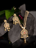 Saraf RS Jewellery Gold-Polished White & Magenta American Diamond Studded Jewellery Set