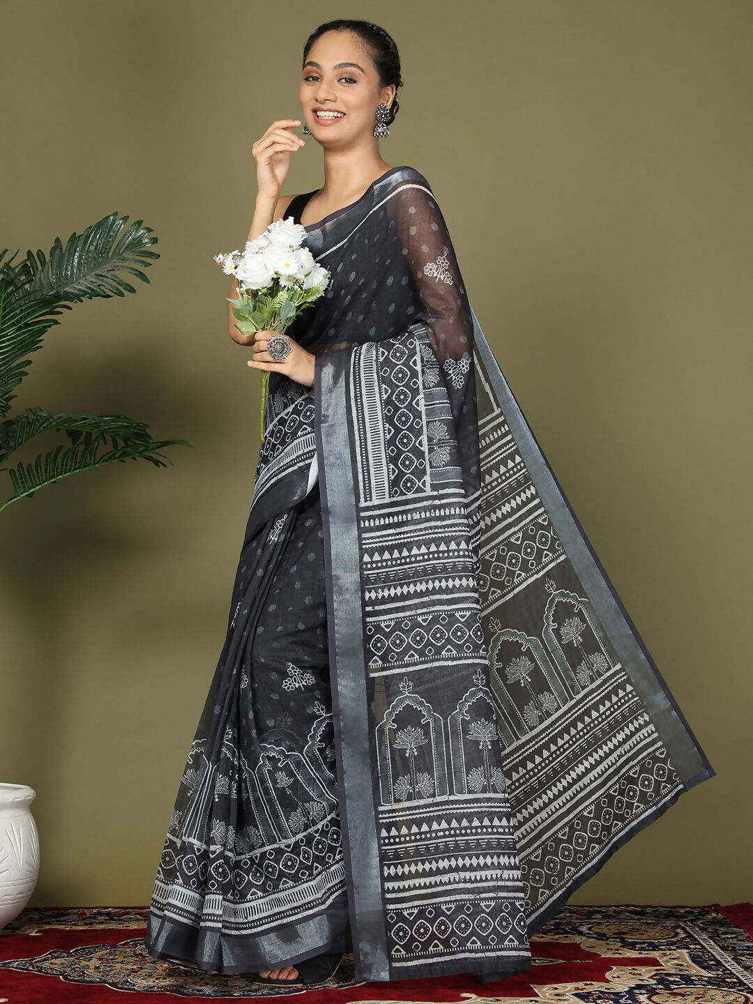 Shree Shyam Fashion Cotton Black Saree