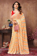 Aafreen Partywear Designer Yellow Georgette Fancy Ready Wear Saree