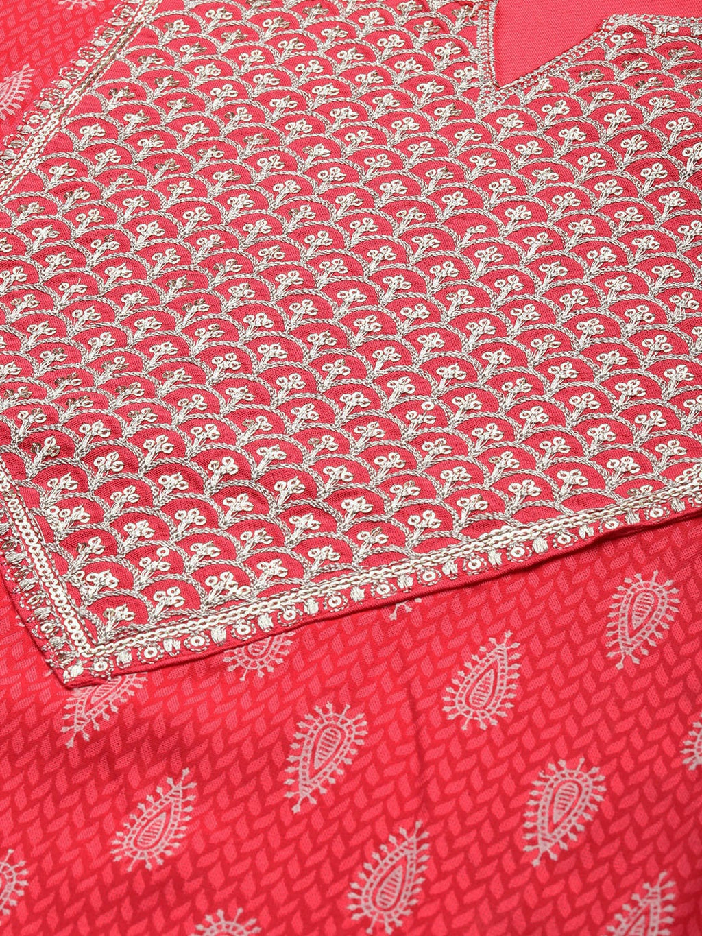 HERE&NOW Women Embroidered Yoke Design Sequinned Kurta with Trousers & With Dupatta
