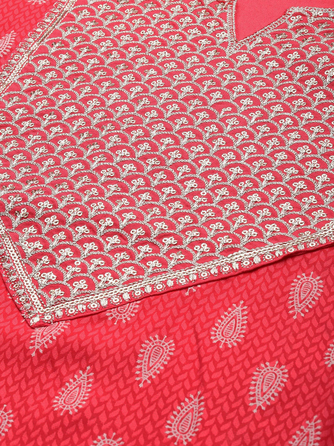 HERE&NOW Women Embroidered Yoke Design Sequinned Kurta with Trousers & With Dupatta