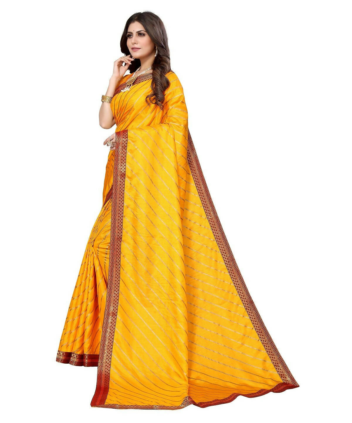 Vamika Dola Silk Yellow Lace Border Bollywood Style Saree (SUCHI YELLOW)