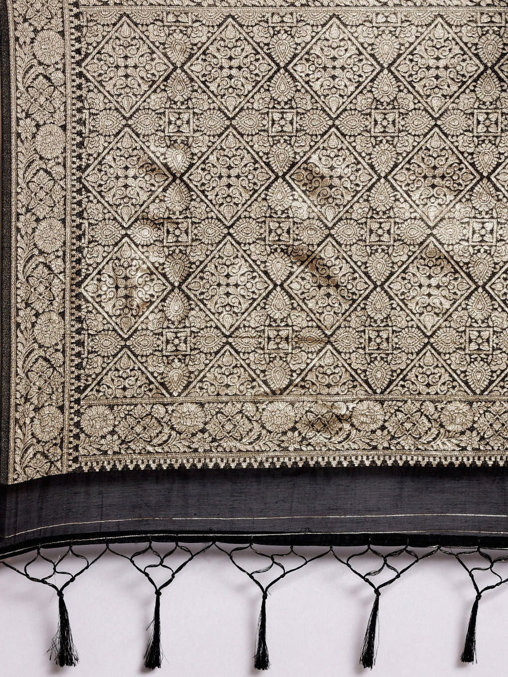 Saree Mall Black Woven Design Zari Silk Blend Banarasi Saree