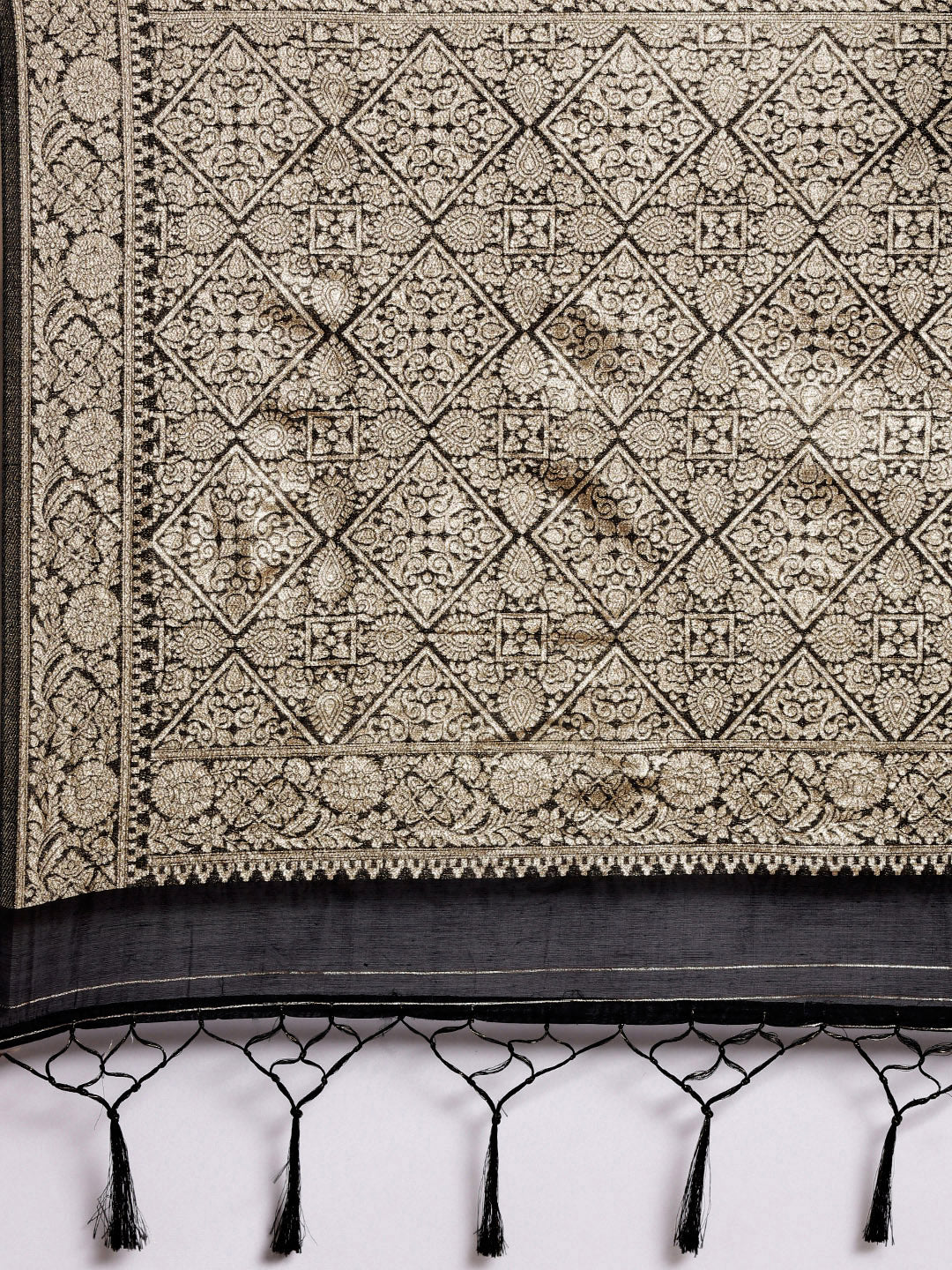 Saree Mall Black Woven Design Zari Silk Blend Banarasi Saree