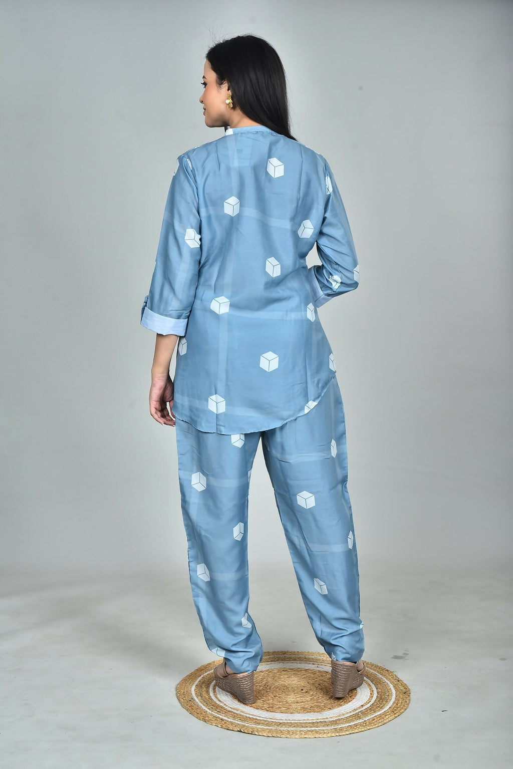 Morchari Digital Print Semi Muslin Co-Ord Set Top & Trouser-Multicolor