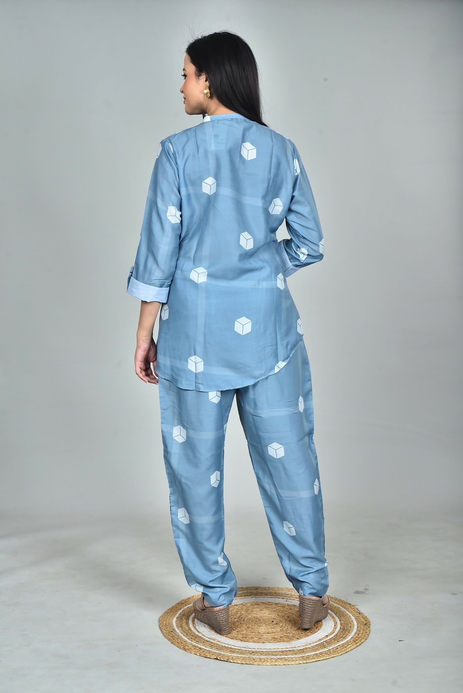 Morchari Digital Print Semi Muslin Co-Ord Set Top & Trouser-Multicolor