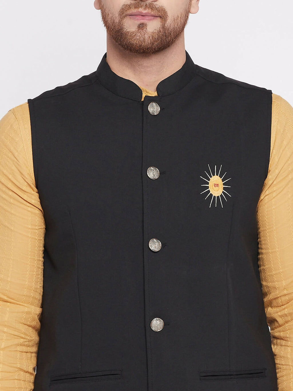 Even Apparels Men Black Nehru Jacket