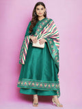 Ahalyaa Women Sea Green Printed Gotta Patti Kurti with Palazzos & Dupatta - Sea Green