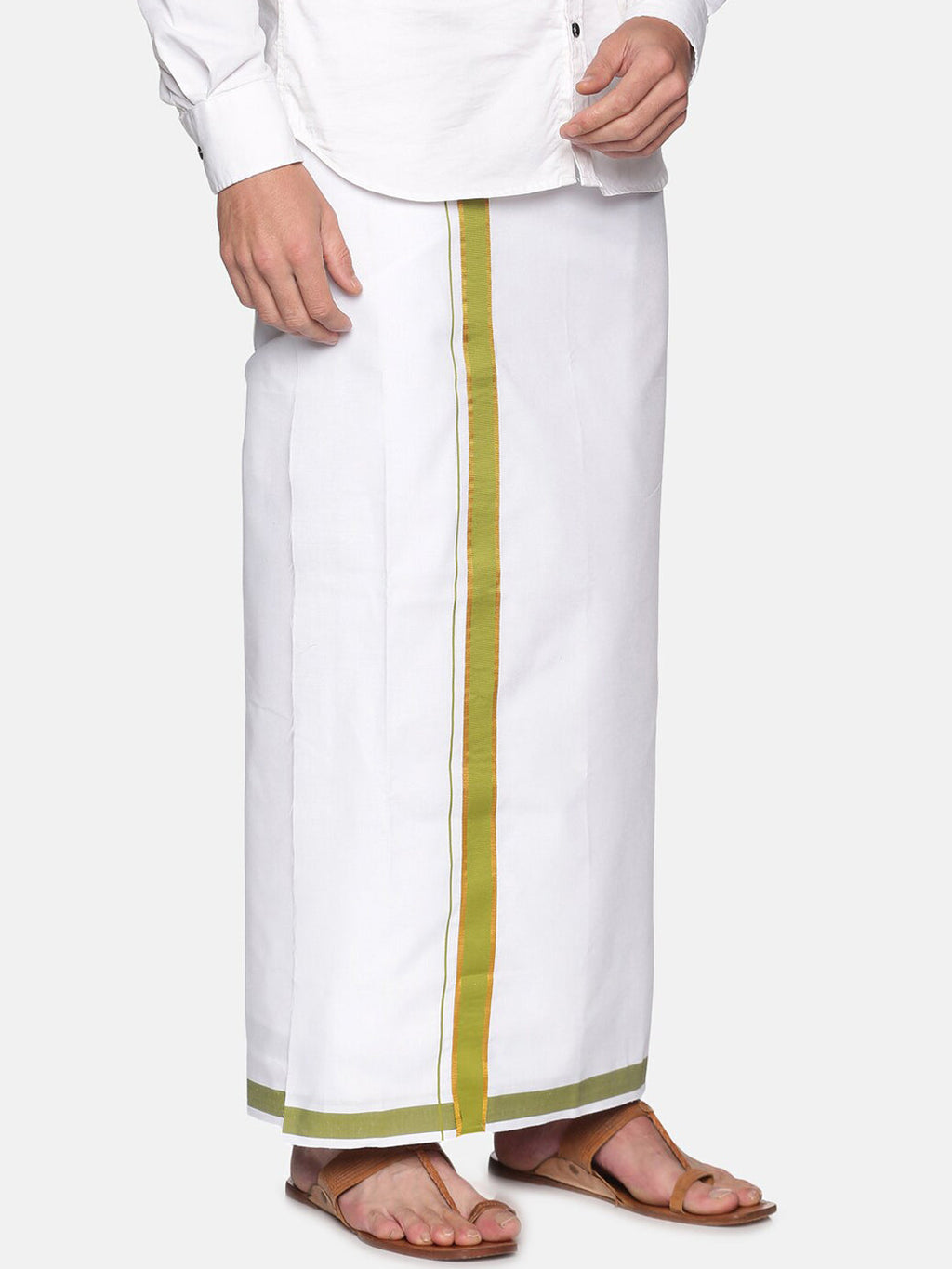 Sethukrishna Men White Solid Cotton Regular Dhoti