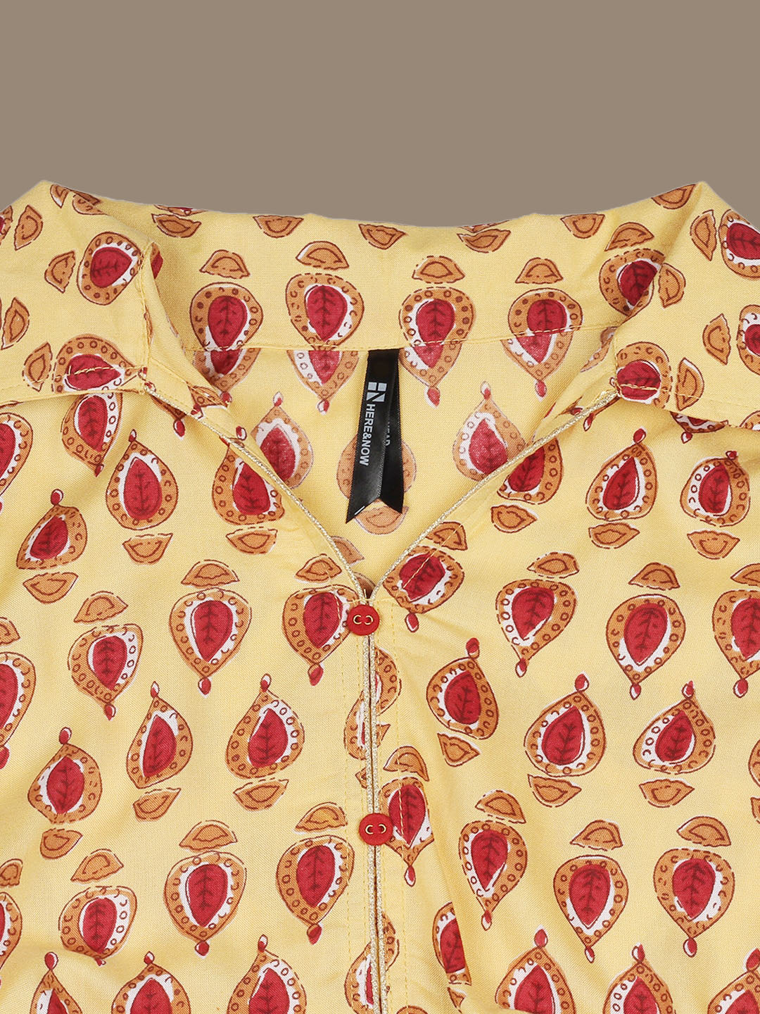 HERE&NOW Ethnic Motifs Printed Shirt Collar Pure Cotton Anarkali Kurta