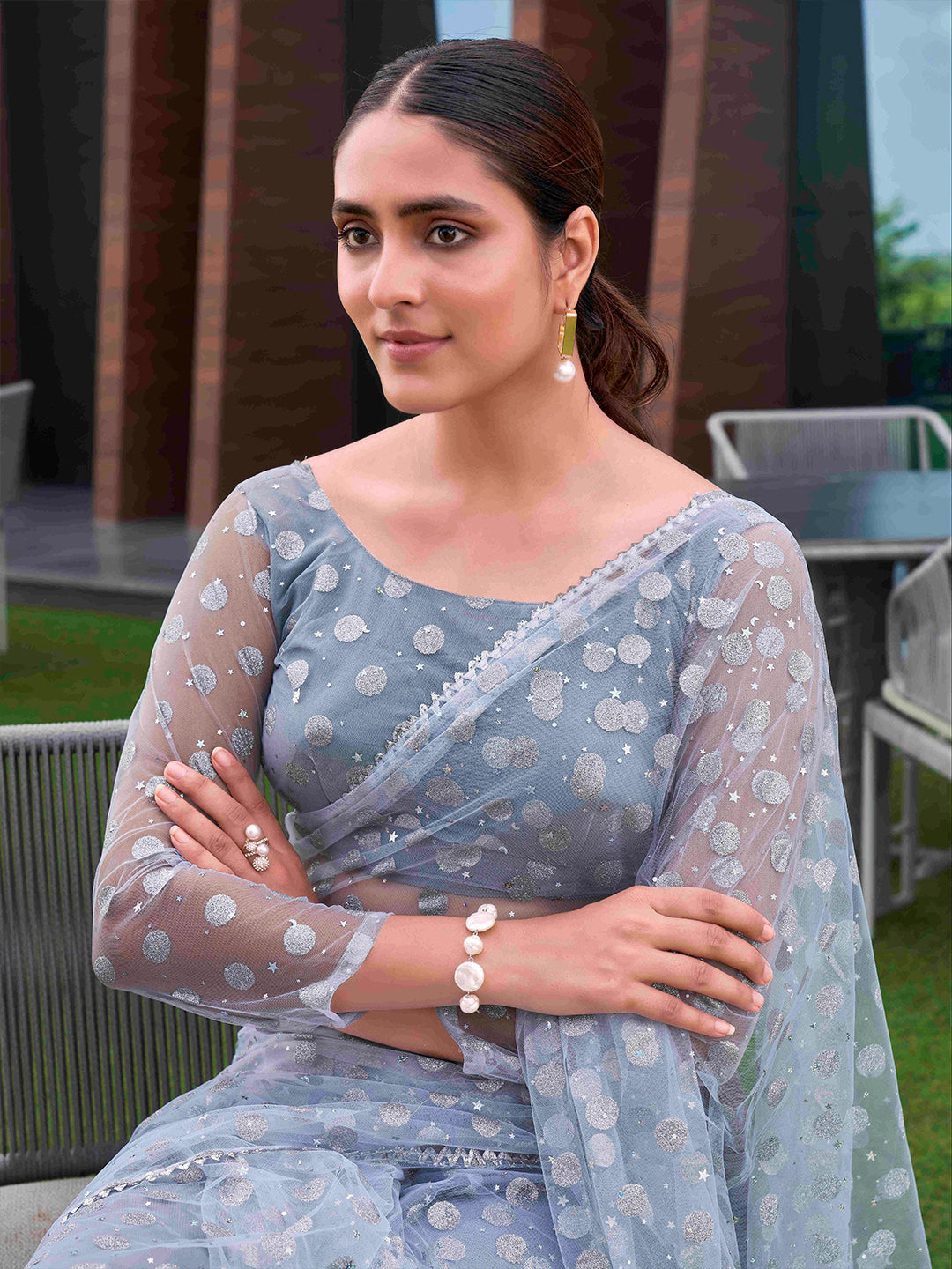 Tikhi Imli Embellished Net Saree
