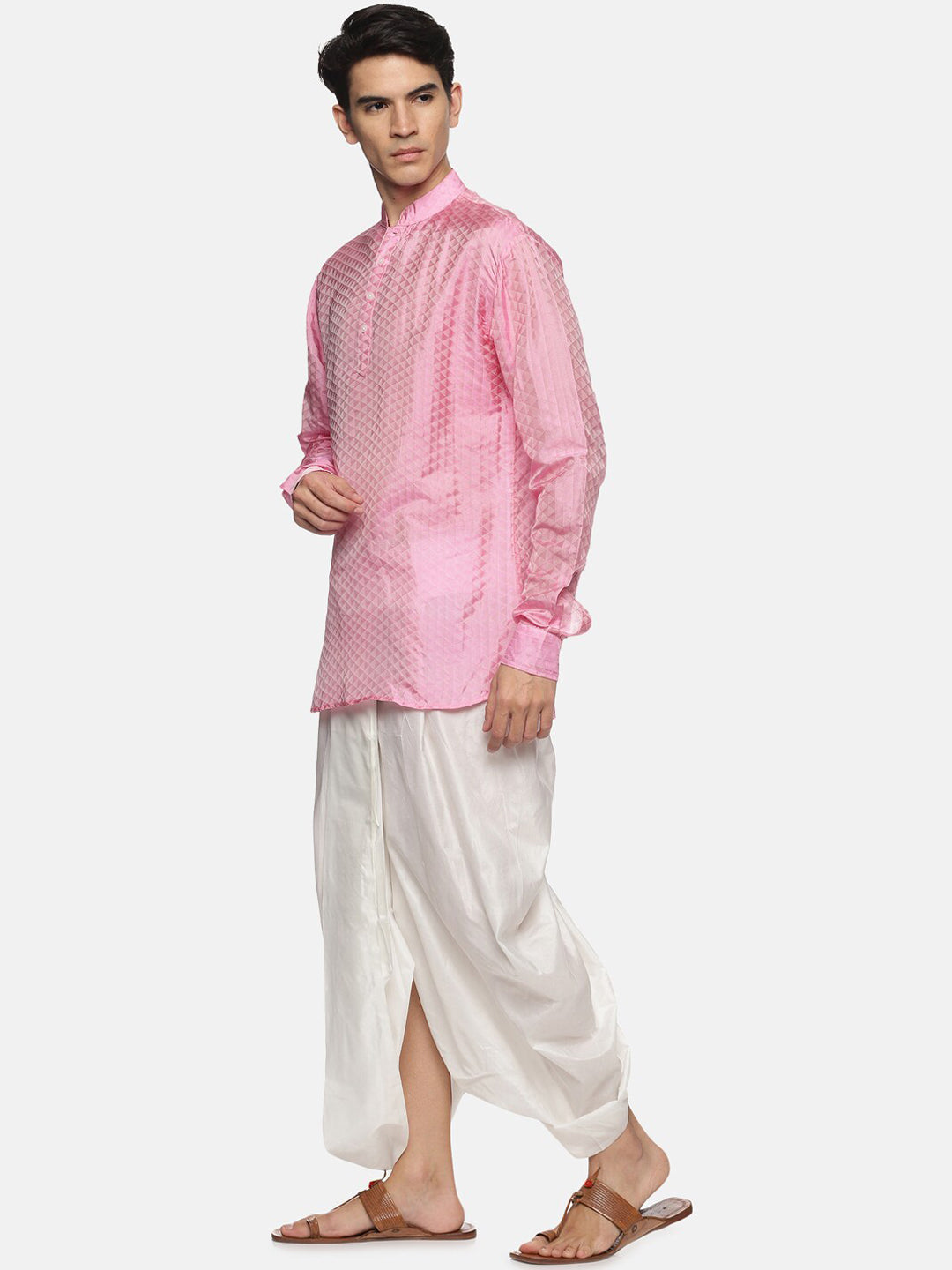 Sethukrishna Mens Pink Kurta with Dhoti Pants