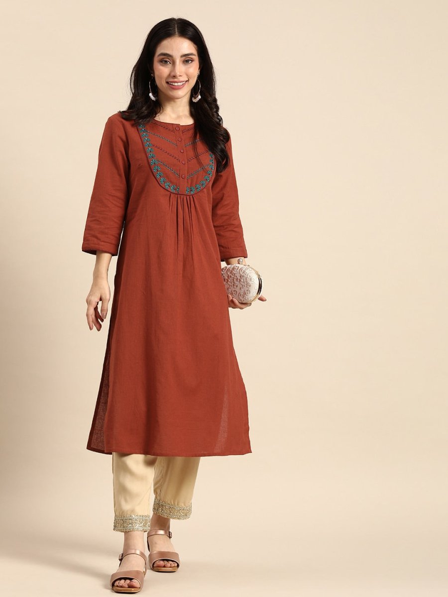 All About You Women Ethnic Motifs Embroidered Thread Work Kurta