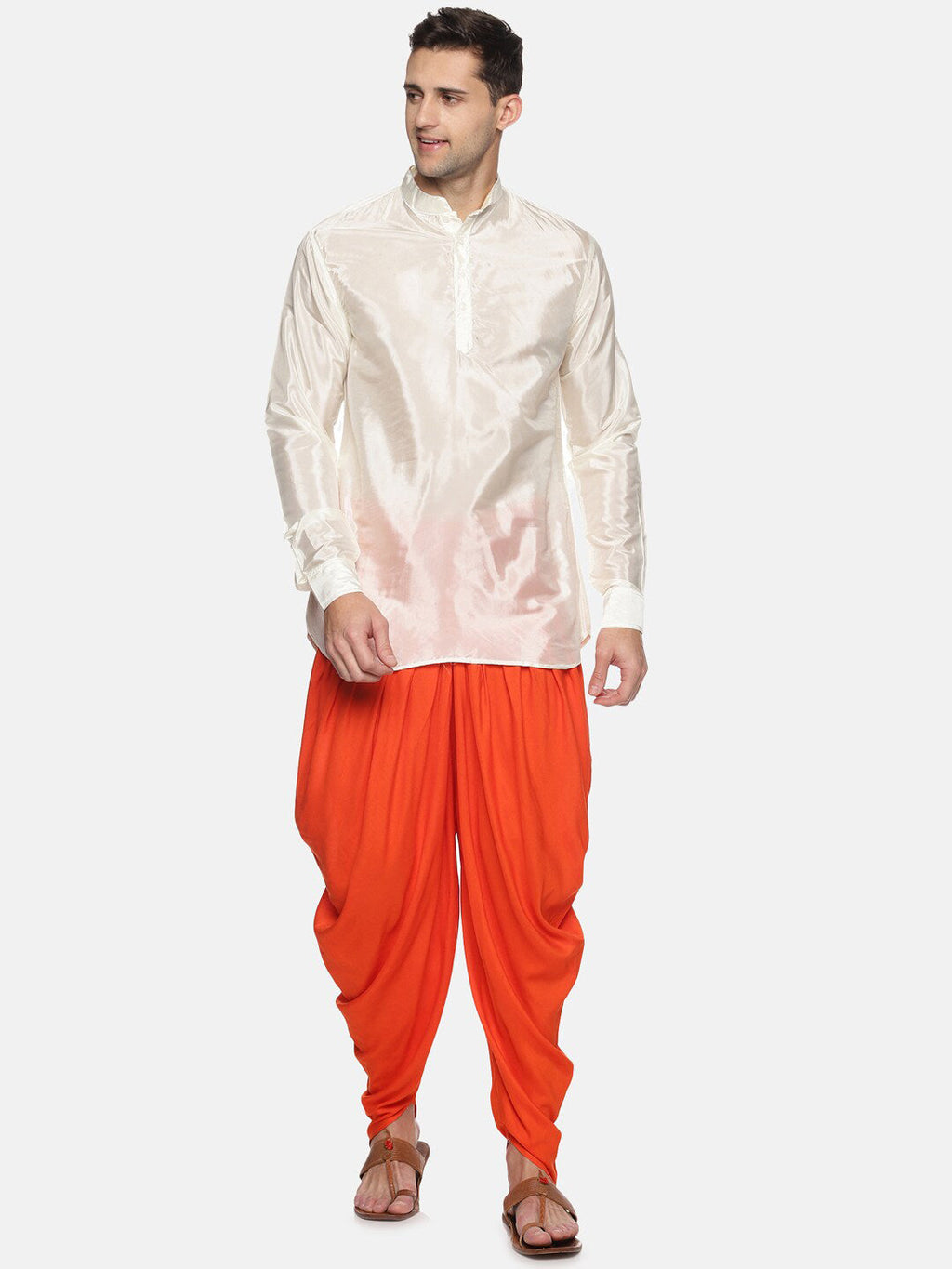 Sethukrishna Men Orange Solid Dhoti Pants