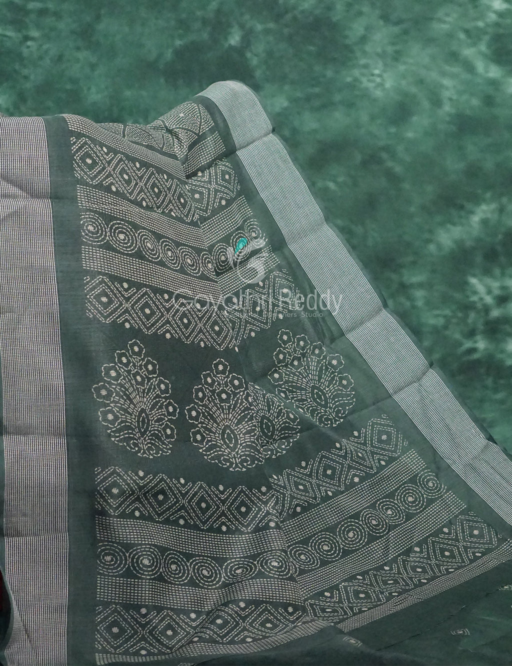 Mauve Green Colour Diamond Printed Semi Chanderi Saree By Gayathri Reddy Designer Studio