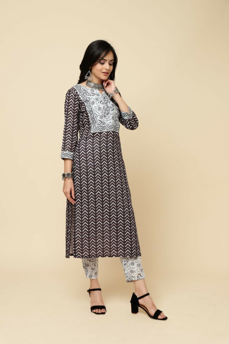 Designer Stylish Pink Cotton Blend Stitched Suit With Dupatta - Tanisha