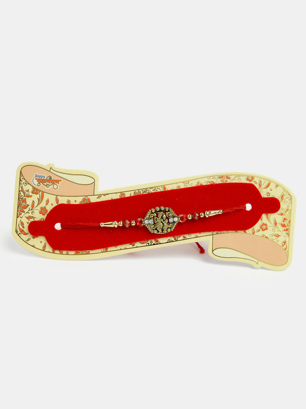 NVR Men Set of 4 Multicolor Radha Krishna & Peacock Design Rakhi With Roli Chawal