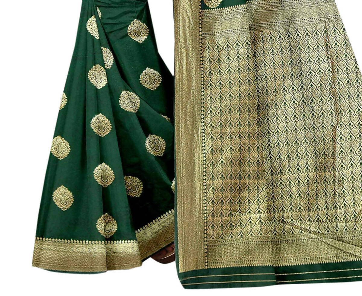 Vamika Weaving Banarasi Jacquard Green Saree