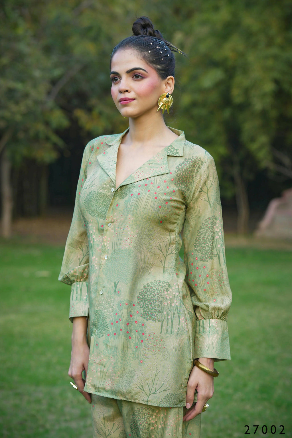 Women's Casual Fashionable Mahendi Mull Cotton co-ord set - Anya