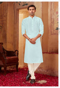 Joban Fashion Light Blue Art Silk Kurta Pyjama
