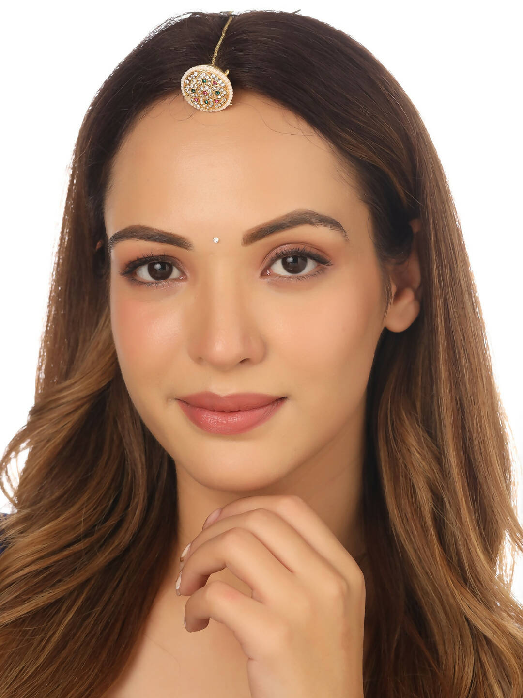 NVR Women's Trending Stylish Gold-Polished Maang Tikka