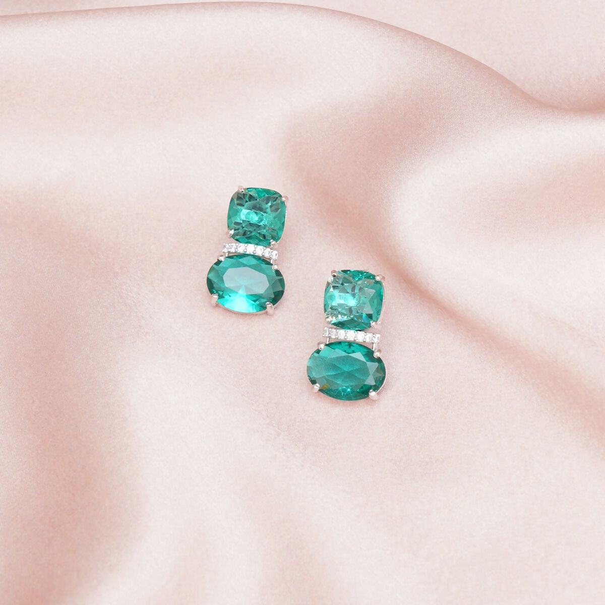 Jade Duet Studs- Ruby Raang