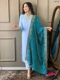 Partywear Designer Viscose Silk Blend Sky Stitched Suit With Dupatta - Tanisha