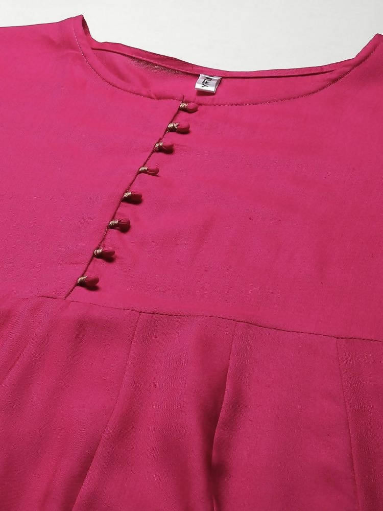 Yufta Magenta Ethnic Motifs Ethnic Maxi Dress