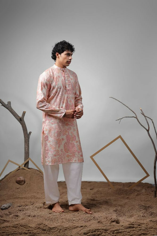 Pink Modal Designer Printed Kurta Set - Mahotsav